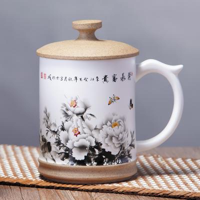 榮華富貴玉映砂陶瓷蓋杯-116