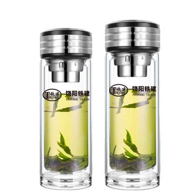 雙層玻璃茶杯帶把茶水分離過濾泡茶水杯帶蓋手柄